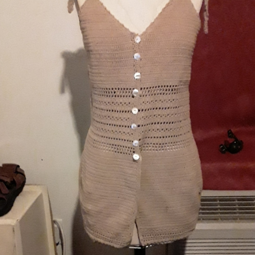 A beautiful  crocheted  beige tank